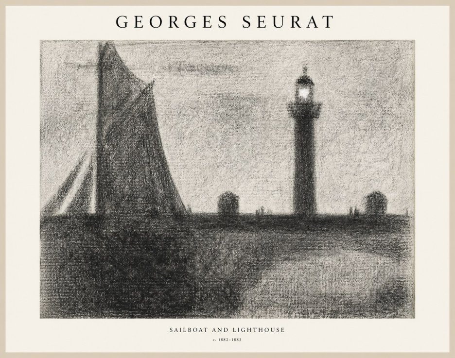 Seurat Sailboat and Lighthouse No1 - Poszter