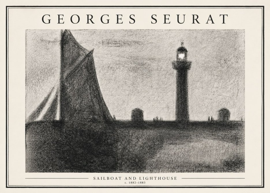 Seurat Sailboat and Lighthouse No3 - Poszter