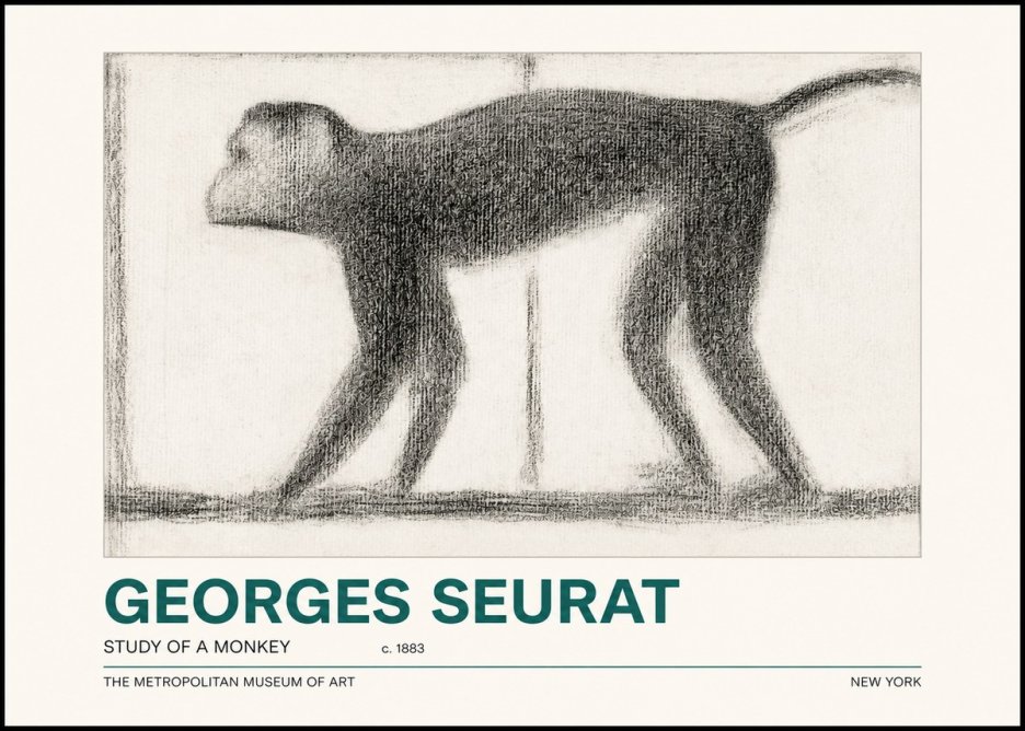Seurat Study of a Monkey No2 - Poszter