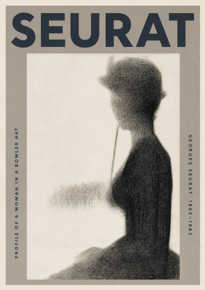 Seurat Profile of a Woman in a Bowler Hat No3 - Poszter