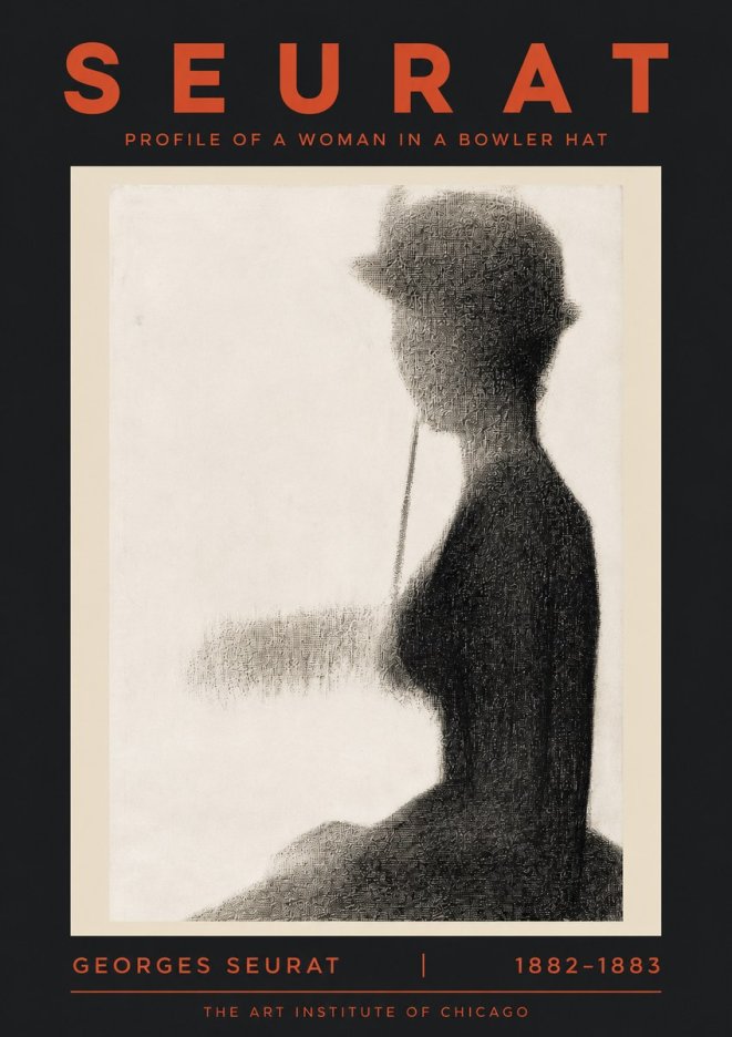 Seurat Profile of a Woman in a Bowler Hat No5 - Poszter