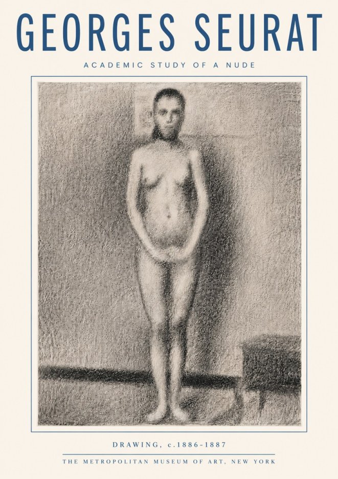 Seurat Academic Study of a Nude No5 - Poszter