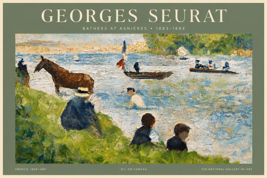 Seurat Bathers at Asnières II No6 - Poszter