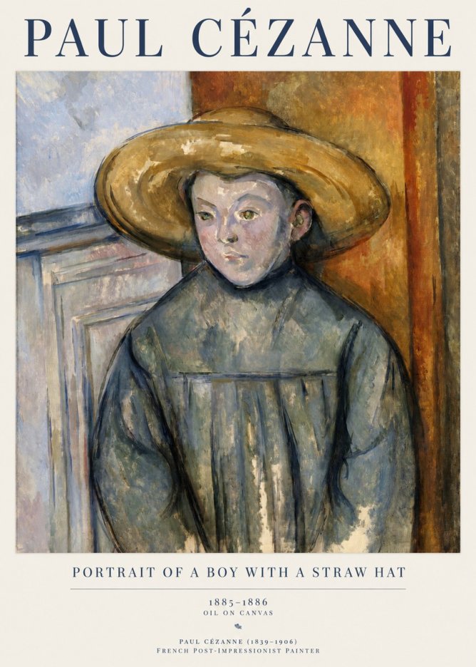 Paul Cézanne Portrait of a Boy with a Straw Hat No1 - Poszter