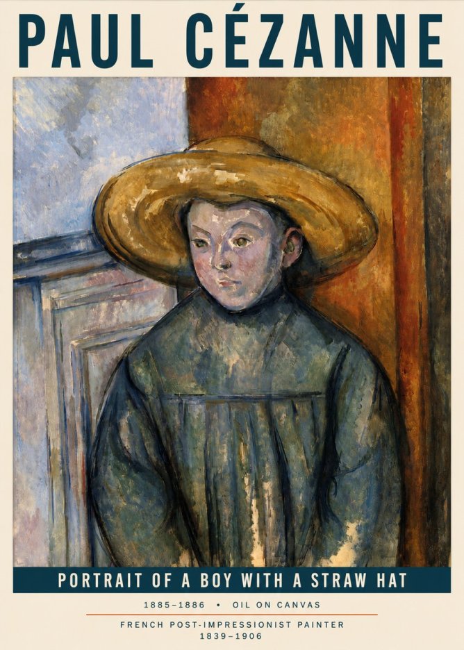 Paul Cézanne Portrait of a Boy with a Straw Hat No3 - Poszter