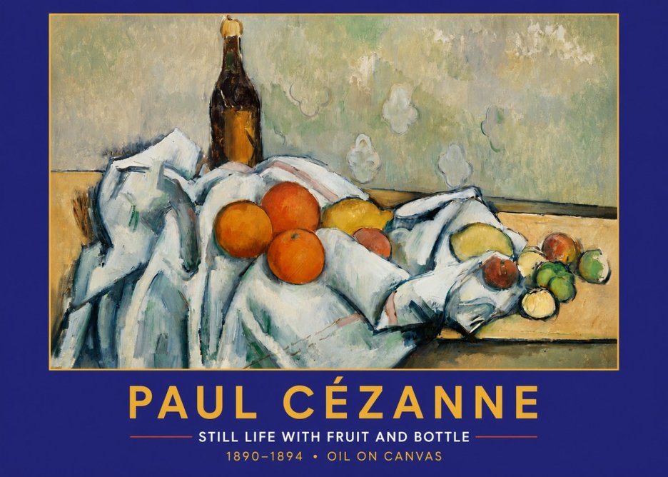 Paul Cézanne Still Life with Fruit and Bottle No2 - Poszter