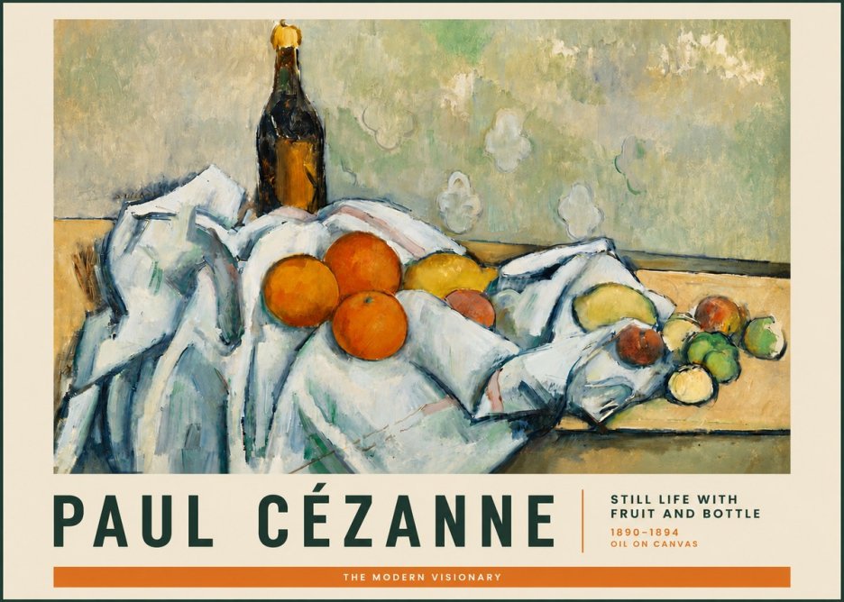 Paul Cézanne Still Life with Fruit and Bottle No3 - Poszter