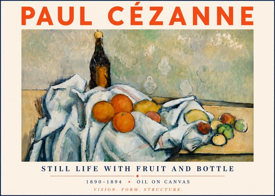 Paul Cézanne Still Life with Fruit and Bottle No6 - Poszter