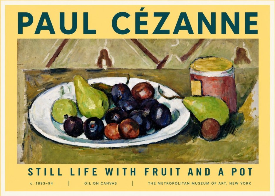 Paul Cézanne Still Life with Fruit and a Pot No3 - Poszter