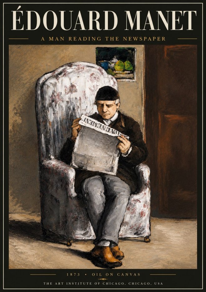 Édouard Manet A Man Reading the Newspaper No5 - Poszter