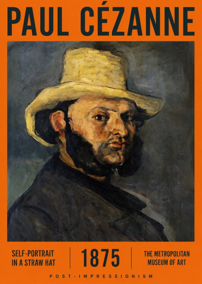 Paul Cézanne Self-portrait in a Straw Hat No2 - Poszter