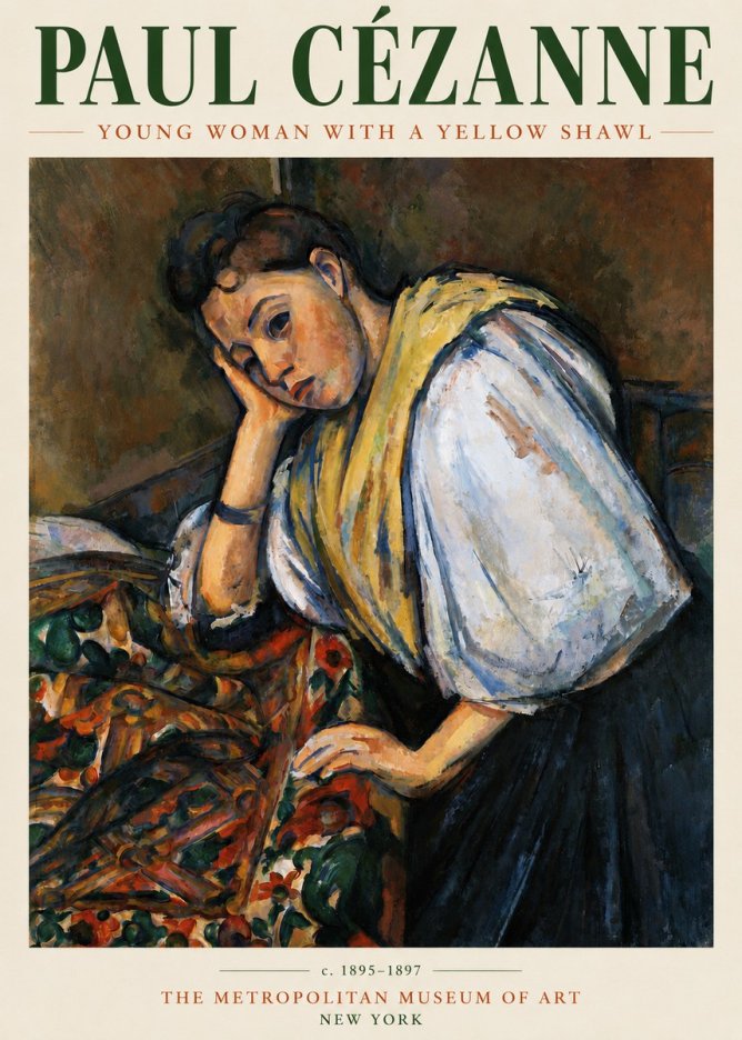 Paul Cézanne Young Woman with a Yellow Shawl No3 - Poszter