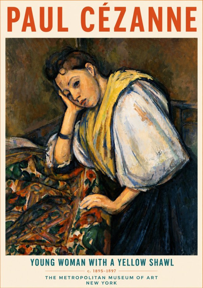 Paul Cézanne Young Woman with a Yellow Shawl No5 - Poszter