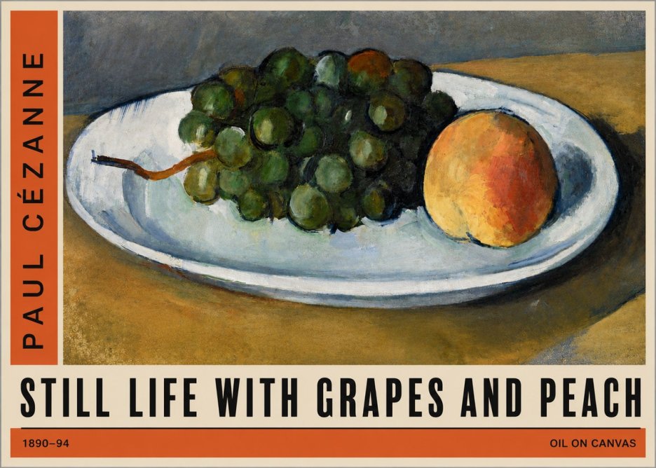Paul Cézanne Still Life with Grapes and Peach No2 - Poszter