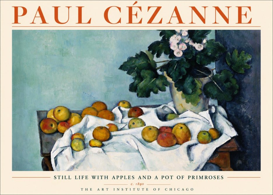 Paul Cézanne Still Life with Apples and a Pot of Primroses No3 - Poszter