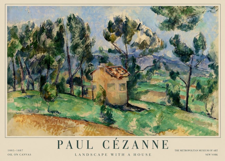 Paul Cézanne Landscape with a House No1 - Poszter