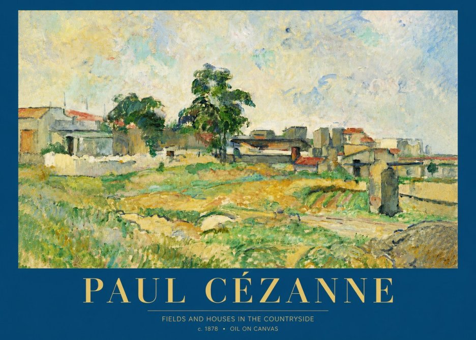 Paul Cézanne Fields and Houses in the Countryside No4 - Poszter