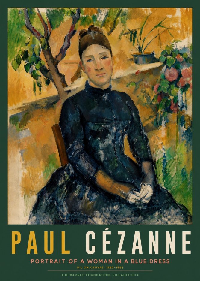 Paul Cézanne Portrait of a Woman in a Blue Dress No2 - Poszter