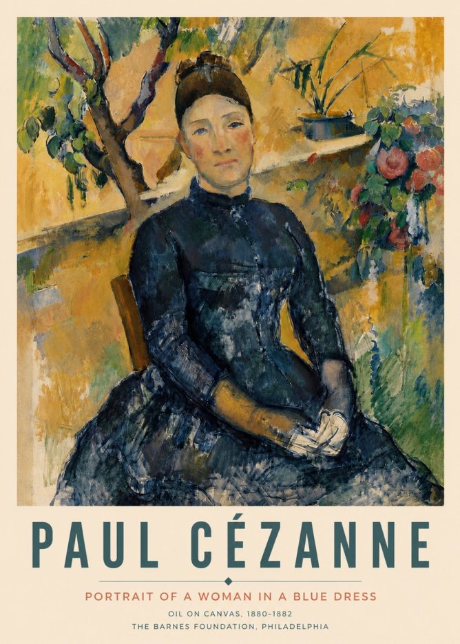 Paul Cézanne Portrait of a Woman in a Blue Dress No4 - Poszter