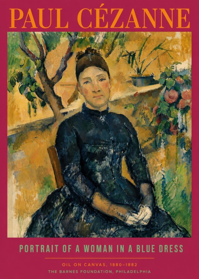 Paul Cézanne Portrait of a Woman in a Blue Dress No5 - Poszter