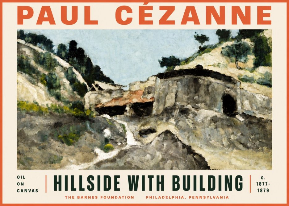Paul Cézanne Hillside with Building No5 - Poszter
