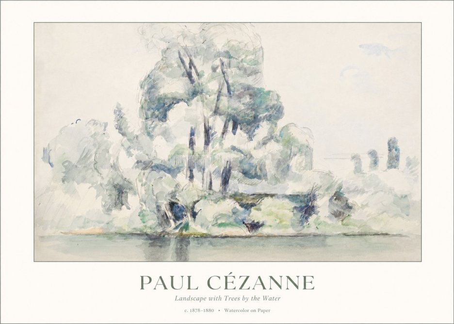 Paul Cézanne Landscape with Trees by the Water No1 - Poszter