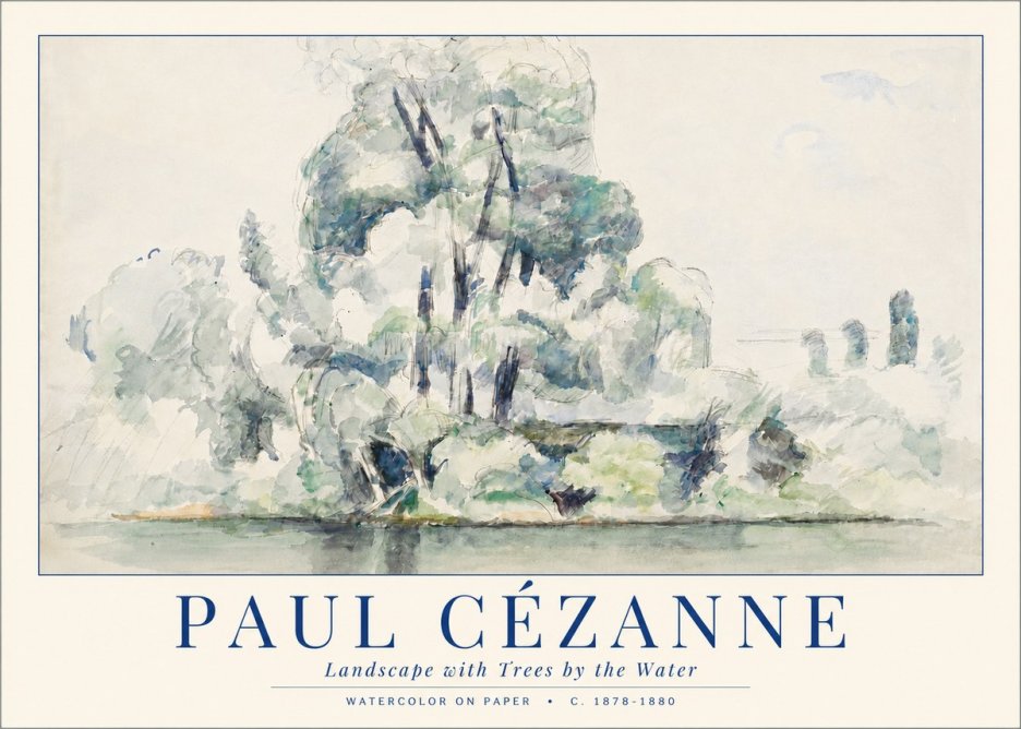 Paul Cézanne Landscape with Trees by the Water No3 - Poszter