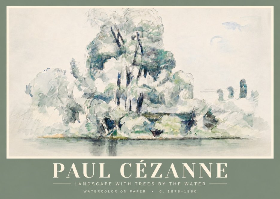 Paul Cézanne Landscape with Trees by the Water No4 - Poszter