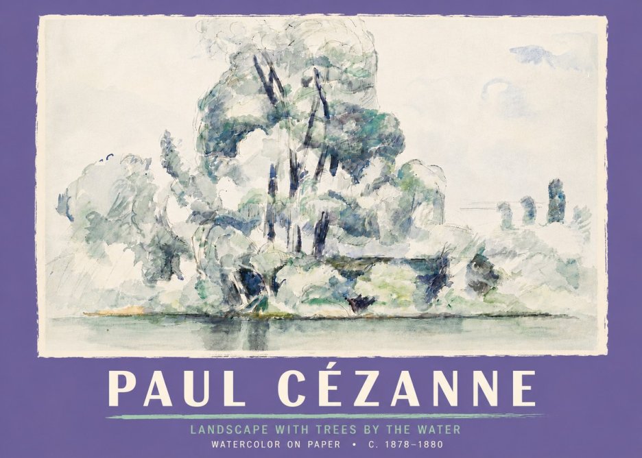 Paul Cézanne Landscape with Trees by the Water No5 - Poszter