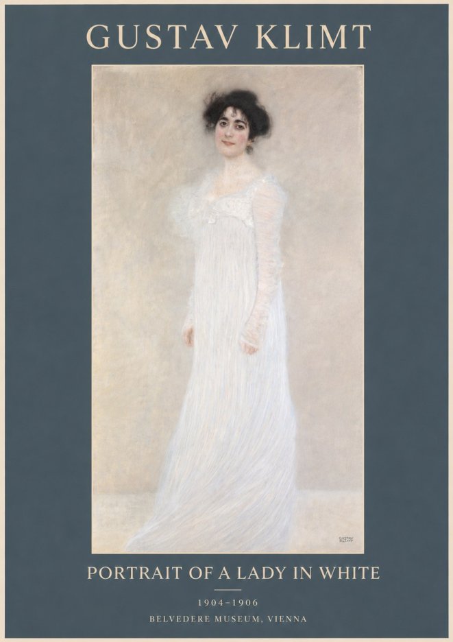 Klimt Portrait of a Lady in White No3 - Poszter