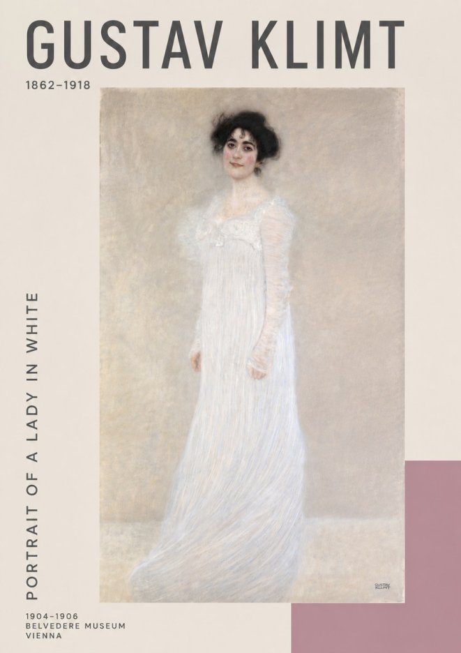 Klimt Portrait of a Lady in White No4 - Poszter