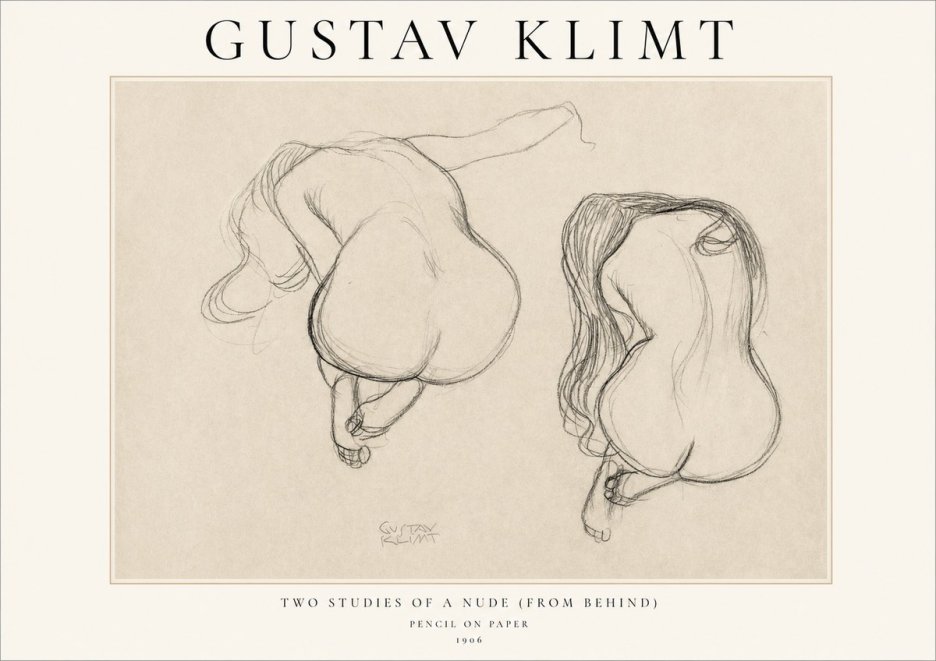 Klimt Two Studies of a Nude (from Behind) No1 - Poszter