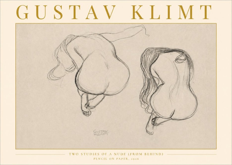 Klimt Two Studies of a Nude (from Behind) No2 - Poszter