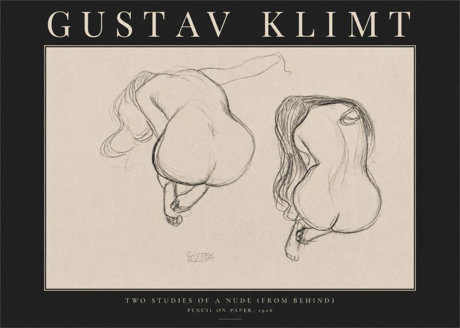 Klimt Two Studies of a Nude (from Behind) No3 - Poszter