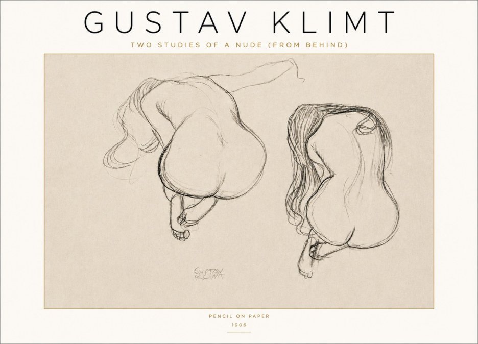 Klimt Two Studies of a Nude (from Behind) No4 - Poszter