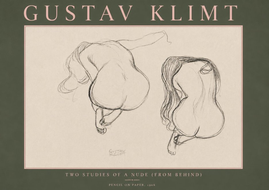 Klimt Two Studies of a Nude (from Behind) No5 - Poszter