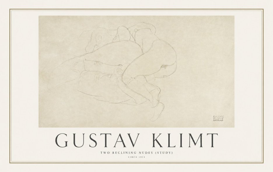 Klimt Two Reclining Nudes (Study) No1 - Poszter