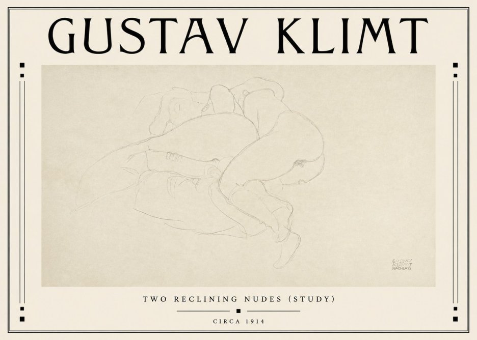 Klimt Two Reclining Nudes (Study) No3 - Poszter