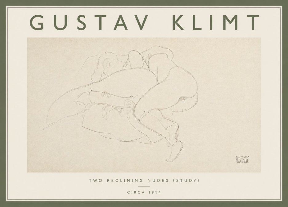 Klimt Two Reclining Nudes (Study) No4 - Poszter