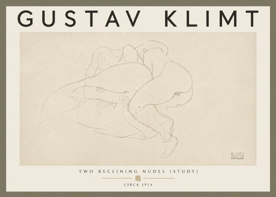 Klimt Two Reclining Nudes (Study) No5 - Poszter