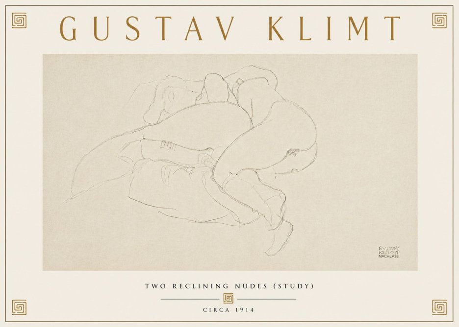 Klimt Two Reclining Nudes (Study) No6 - Poszter