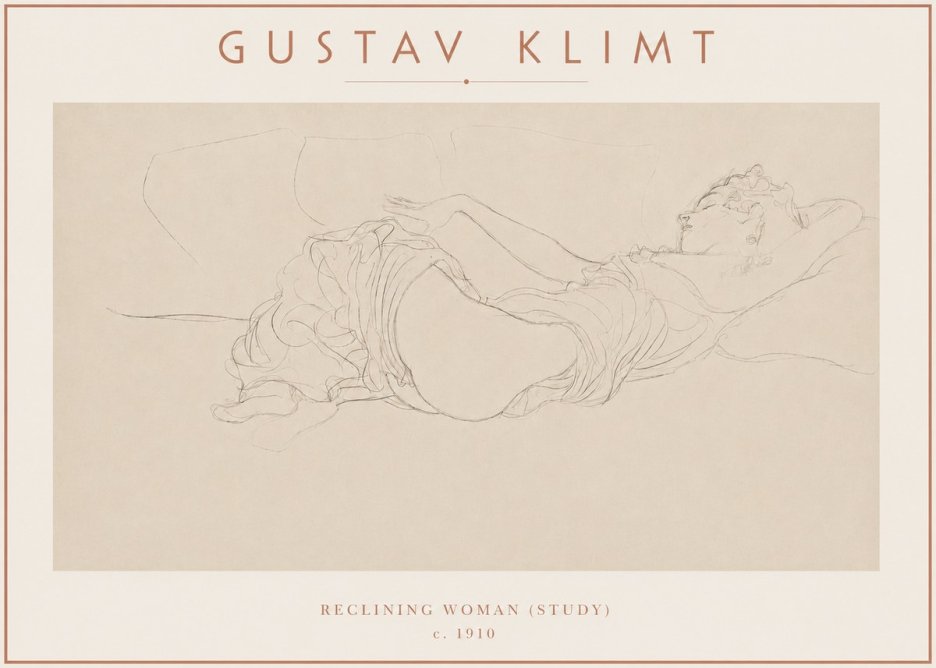 Klimt Reclining Woman (Study) No3 - Poszter