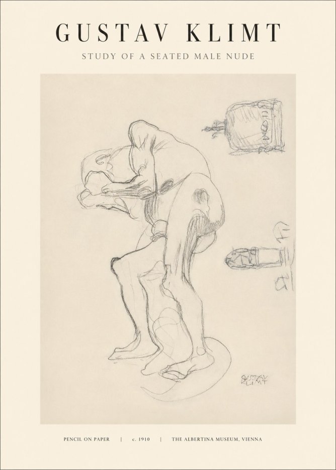 Klimt Study of a Seated Male Nude No1 - Poszter