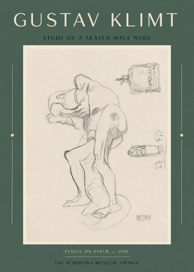 Klimt Study of a Seated Male Nude No2 - Poszter