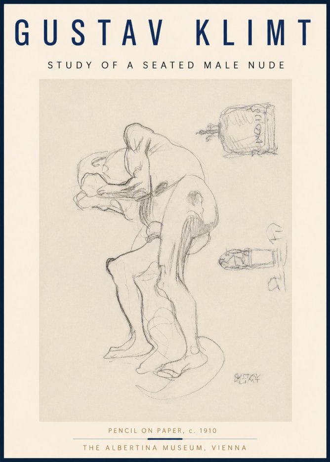 Klimt Study of a Seated Male Nude No4 - Poszter