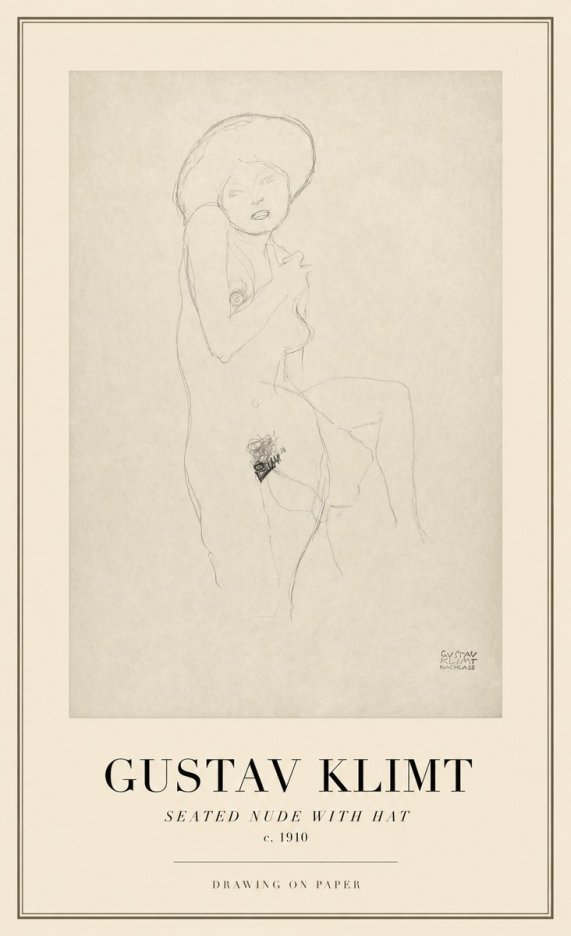 Klimt Seated Nude with Hat No1 - Poszter