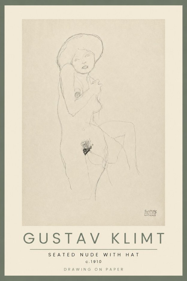 Klimt Seated Nude with Hat No2 - Poszter