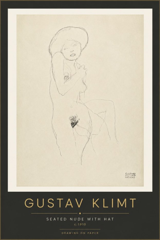 Klimt Seated Nude with Hat No4 - Poszter