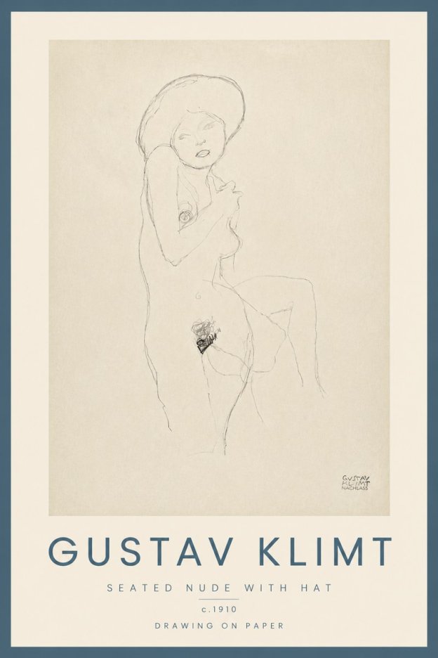 Klimt Seated Nude with Hat No5 - Poszter