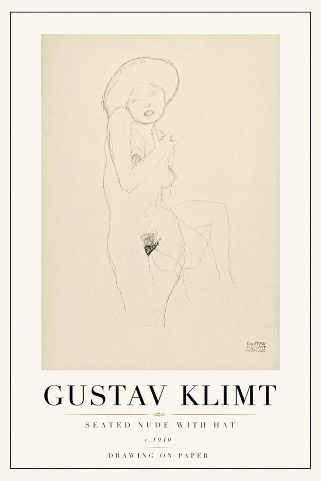Klimt Seated Nude with Hat No6 - Poszter